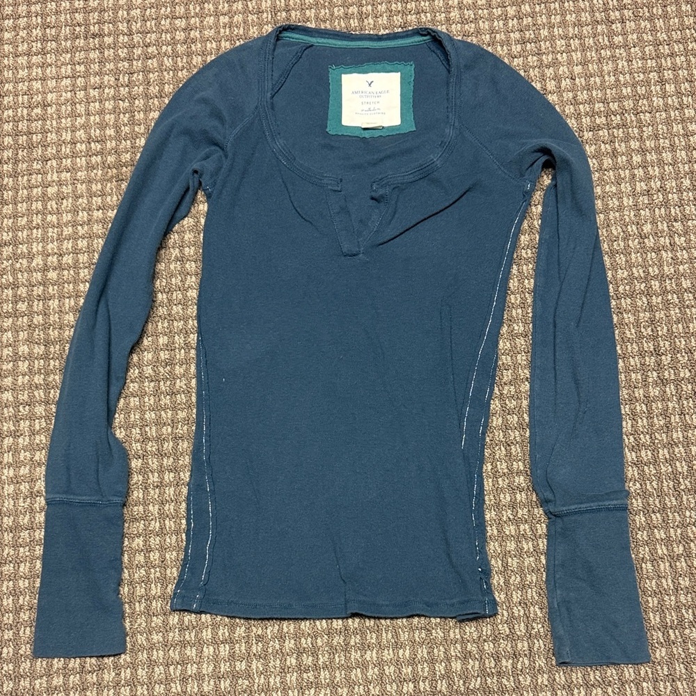 Y2K American Eagle Women's Blue Long Sleeve Top Sz Med